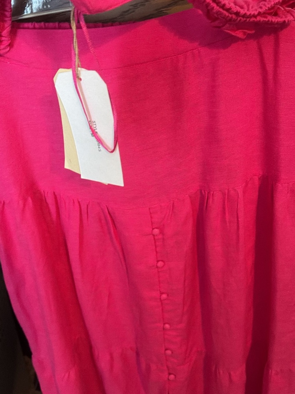 Bright Pink Women's Ruffled Strap Top - Picture 4 of 5